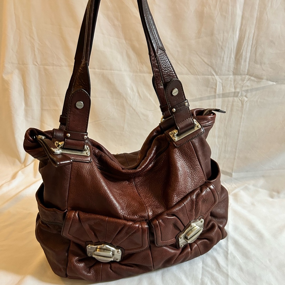 B. Makowsky Brown Leather Shoulder Bag